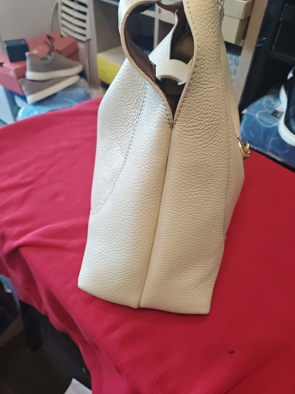Martina Galanti Cream Leather Shoulder Tote